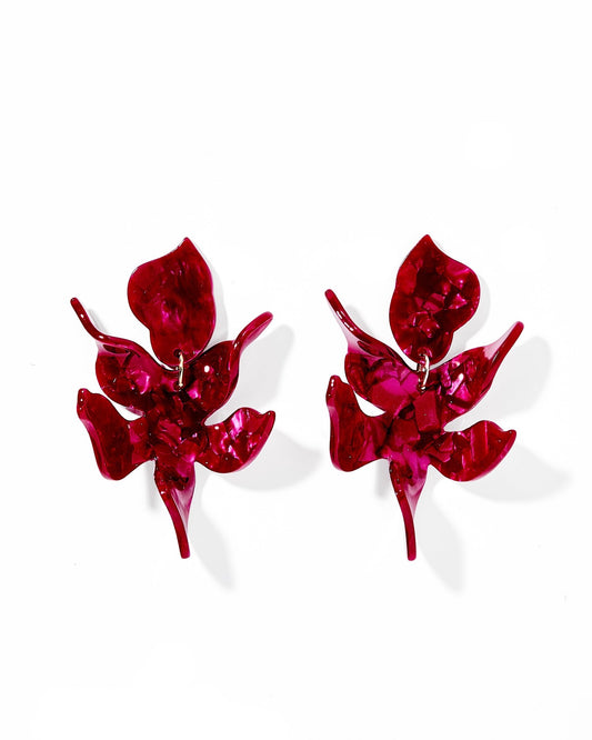 Flora Statement Earrings - Pinot Noir - LINNY CO WholesaleAcetate