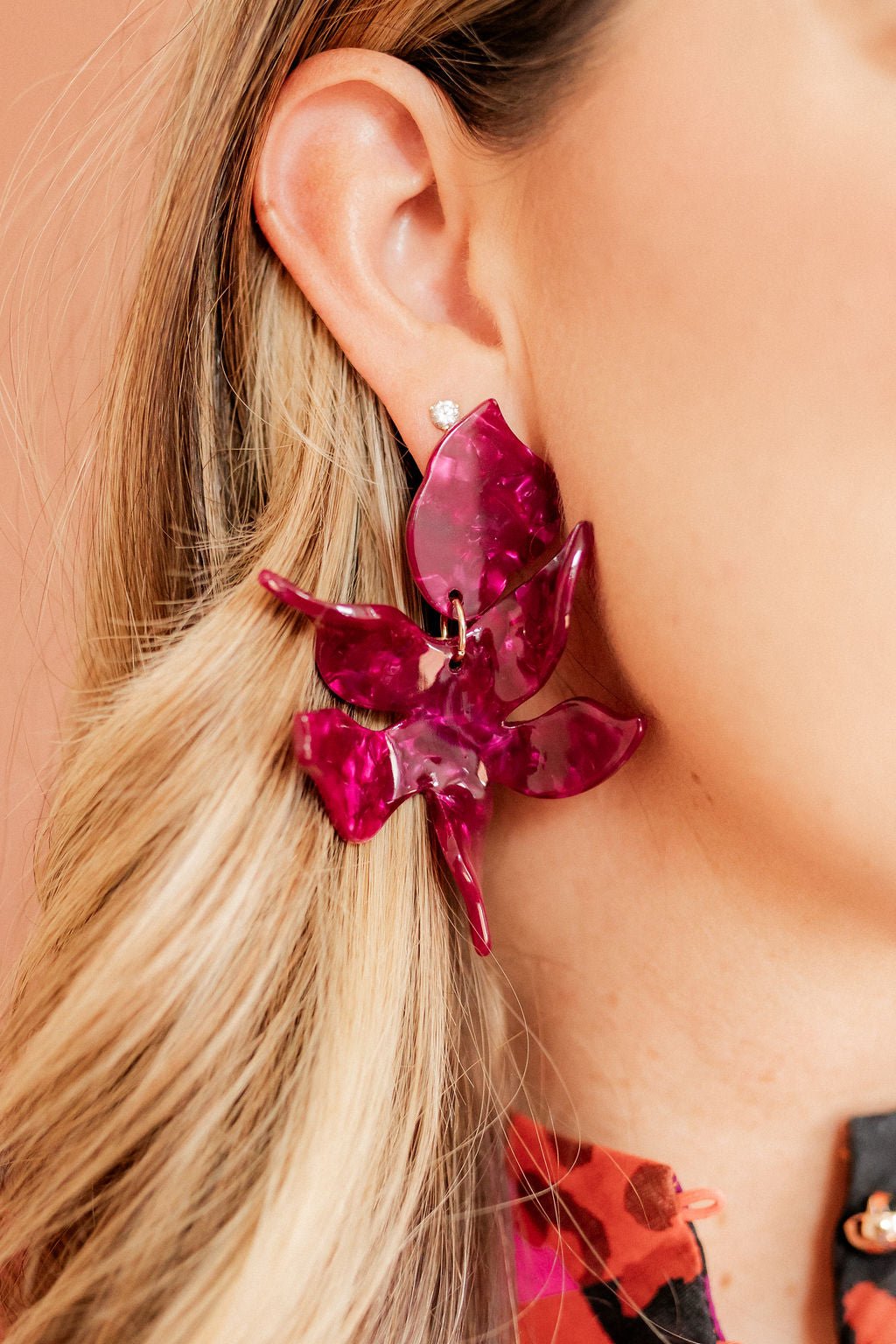Flora Statement Earrings - Pinot Noir - LINNY CO WholesaleAcetate