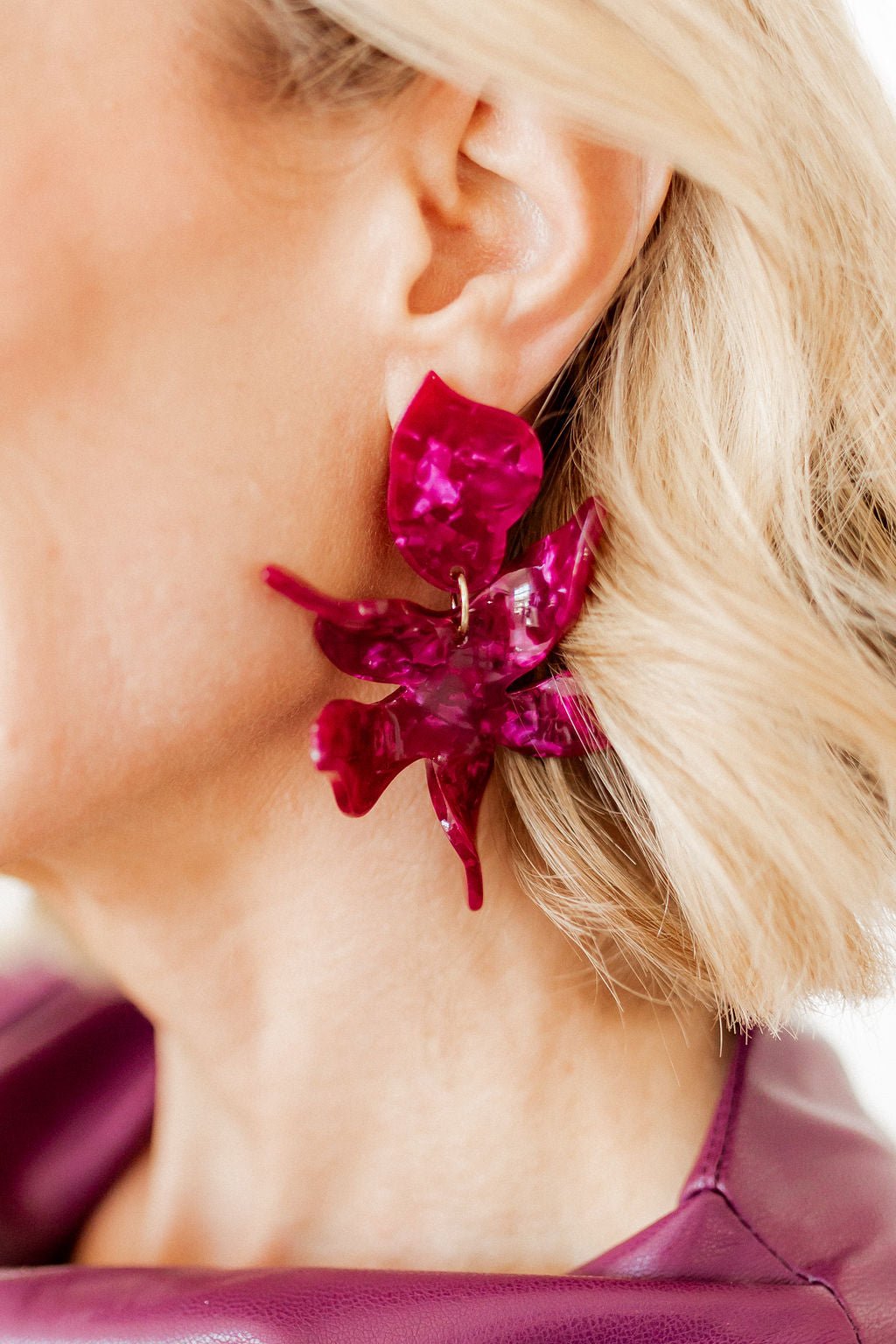 Flora Statement Earrings - Pinot Noir - LINNY CO WholesaleAcetate