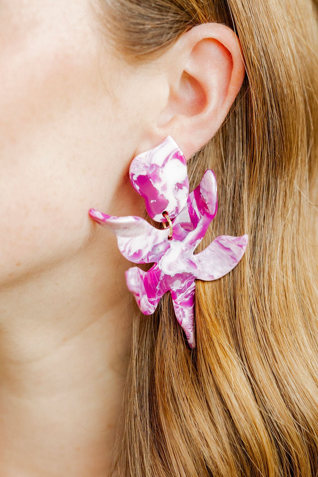 Flora Statement Earrings - Purple Marble - LINNY CO WholesaleAcetate