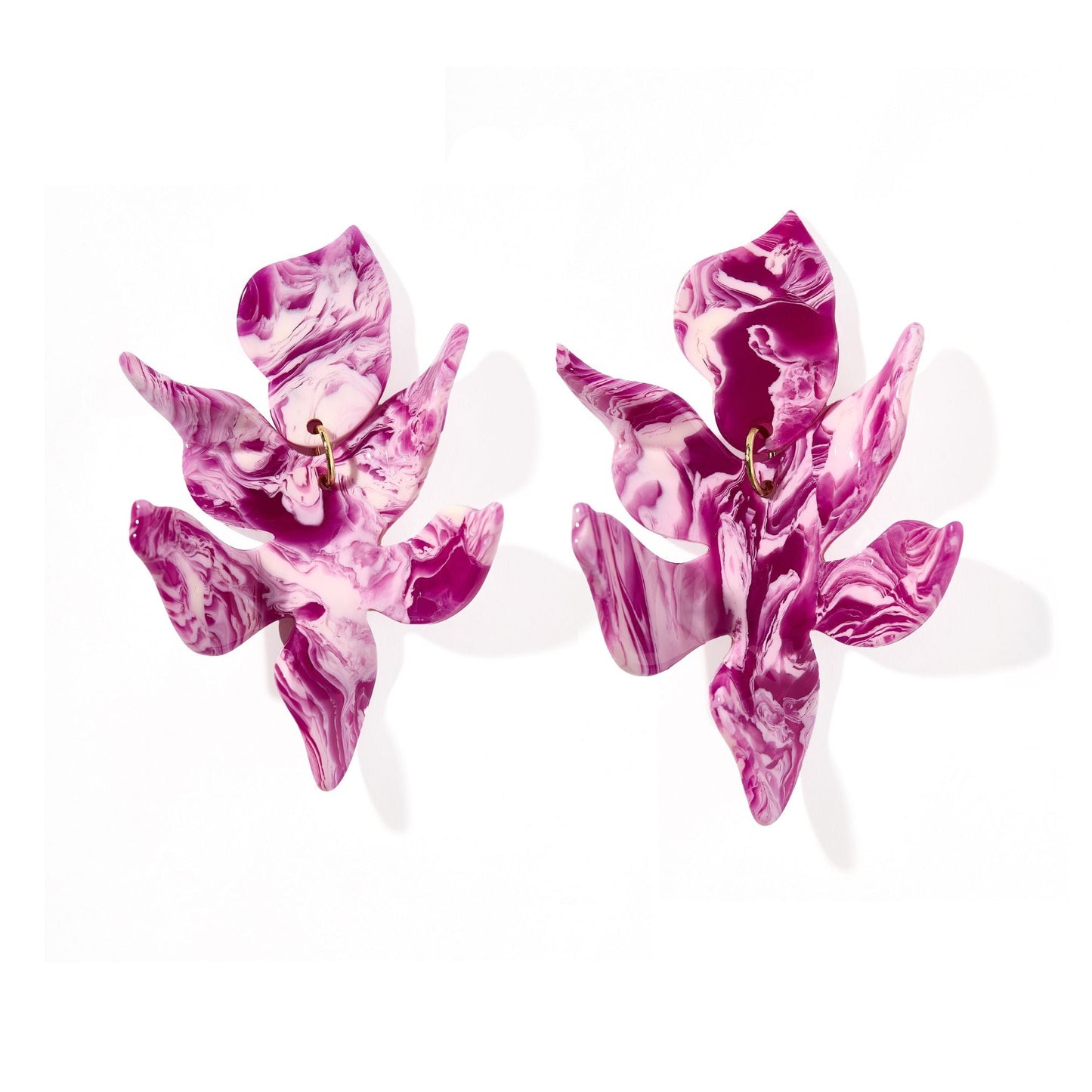 Flora Statement Earrings - Purple Marble - LINNY CO WholesaleAcetate