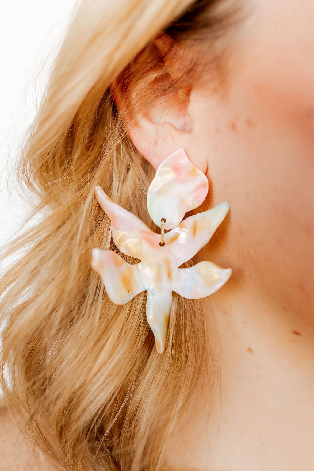 Flora Statement Earrings - Rainbow Sherbert - LINNY CO WholesaleAcetate