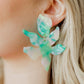 Flora Statement Earrings - Teal Seaglass - LINNY CO WholesaleAcetate