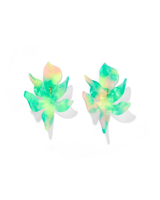 Flora Statement Earrings - Teal Seaglass - LINNY CO WholesaleAcetate
