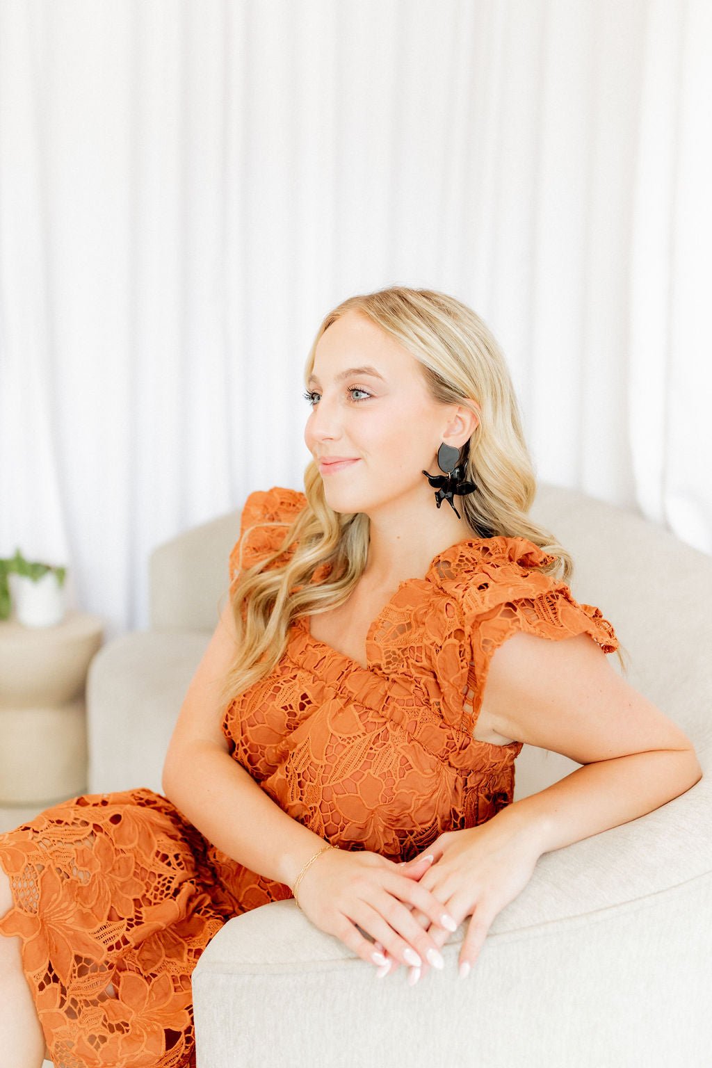 Flora Statement Earrings - True Black - LINNY CO WholesaleAcetate