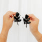 Flora Statement Earrings - True Black - LINNY CO WholesaleAcetate