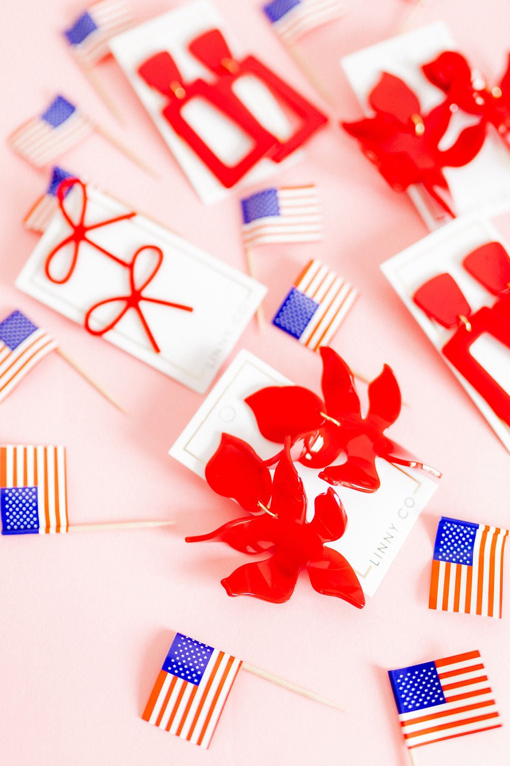 Flora Statement Earrings - True Red - LINNY CO WholesaleAcetate