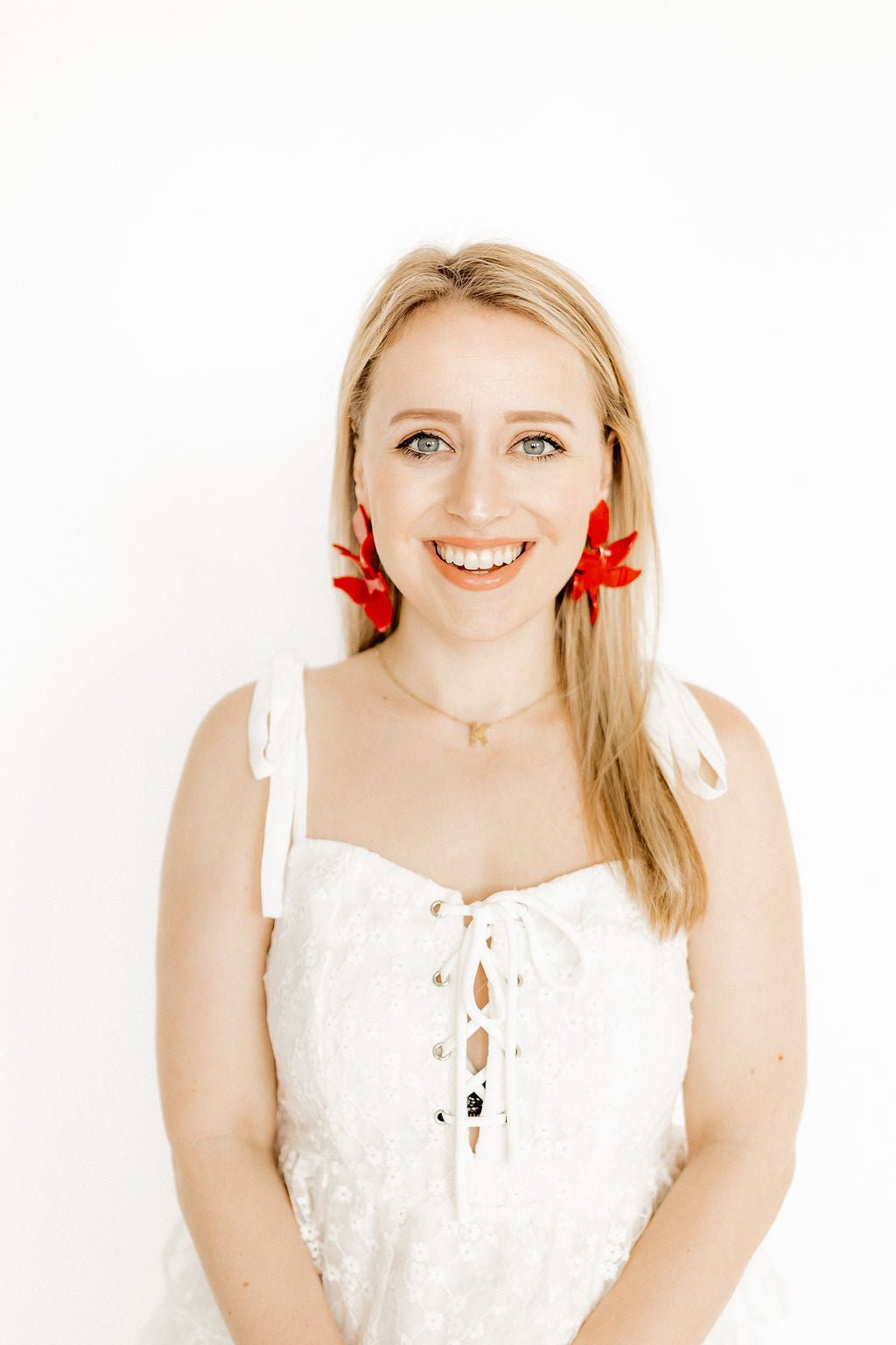 Flora Statement Earrings - True Red - LINNY CO WholesaleAcetate