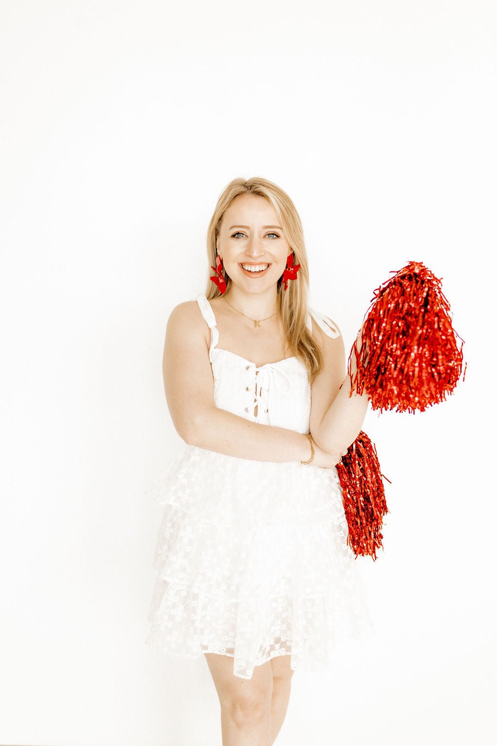 Flora Statement Earrings - True Red - LINNY CO WholesaleAcetate