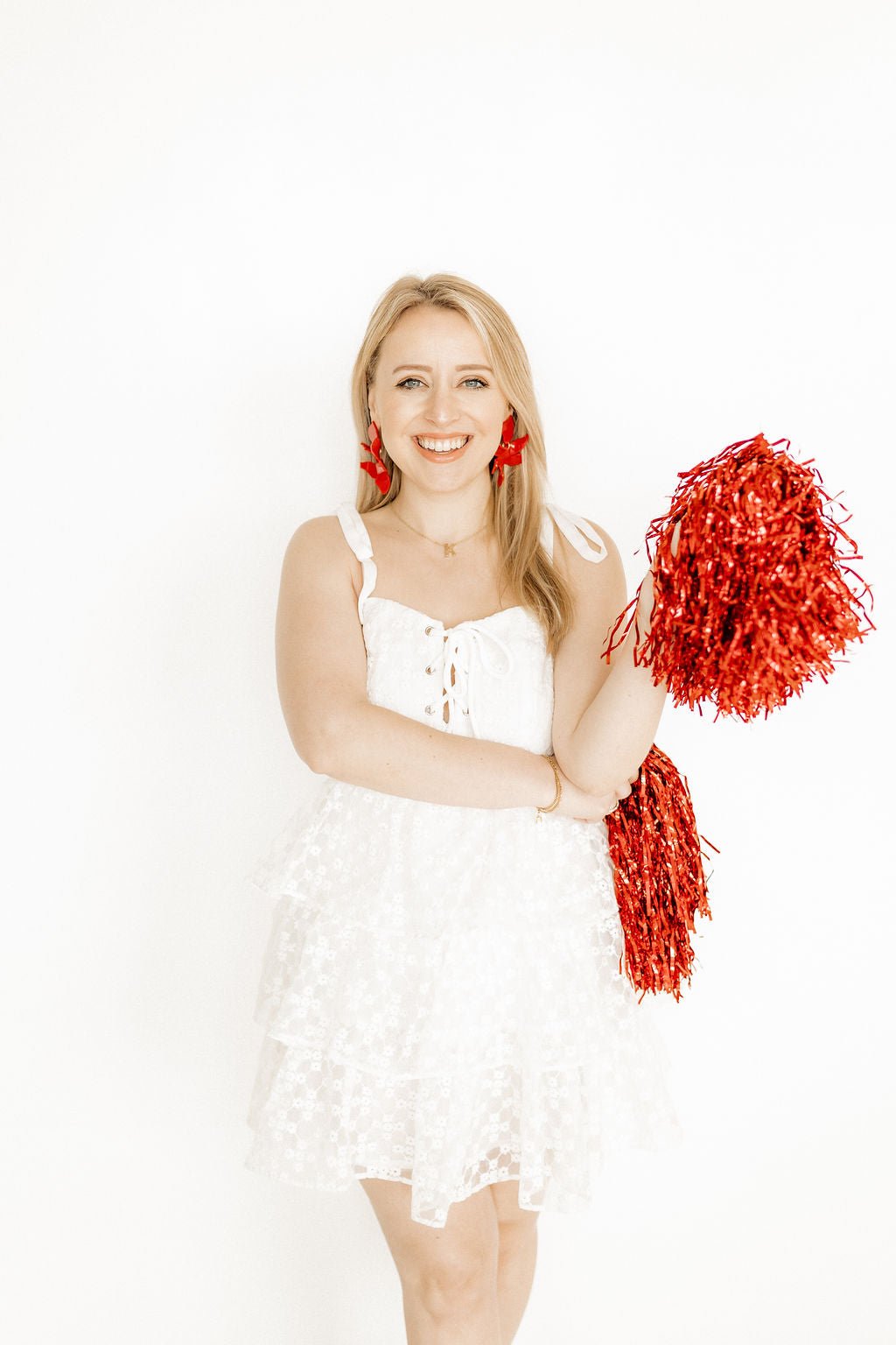 Flora Statement Earrings - True Red - LINNY CO WholesaleAcetate