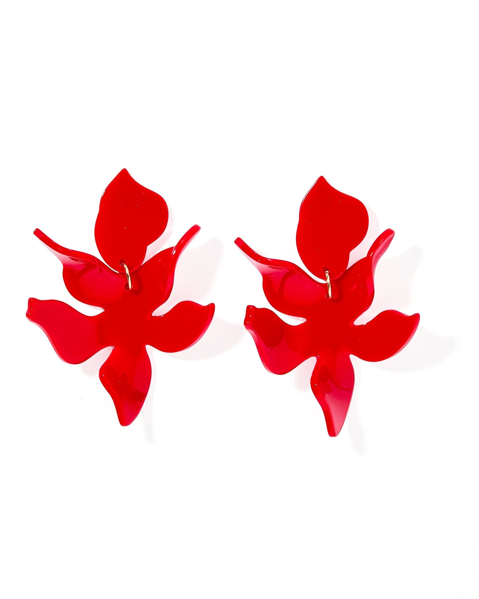 Flora Statement Earrings - True Red - LINNY CO WholesaleAcetate
