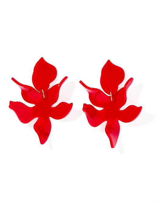 Flora Statement Earrings - True Red - LINNY CO WholesaleAcetate
