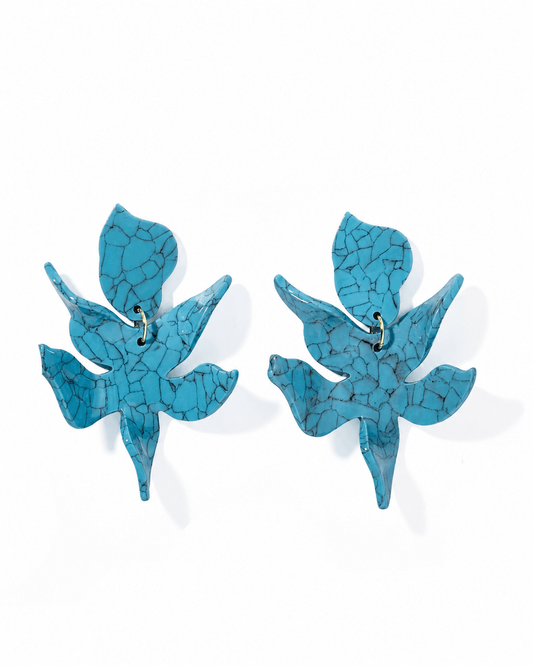 Flora Statement Earrings - Turquoise - LINNY CO WholesaleAcetate
