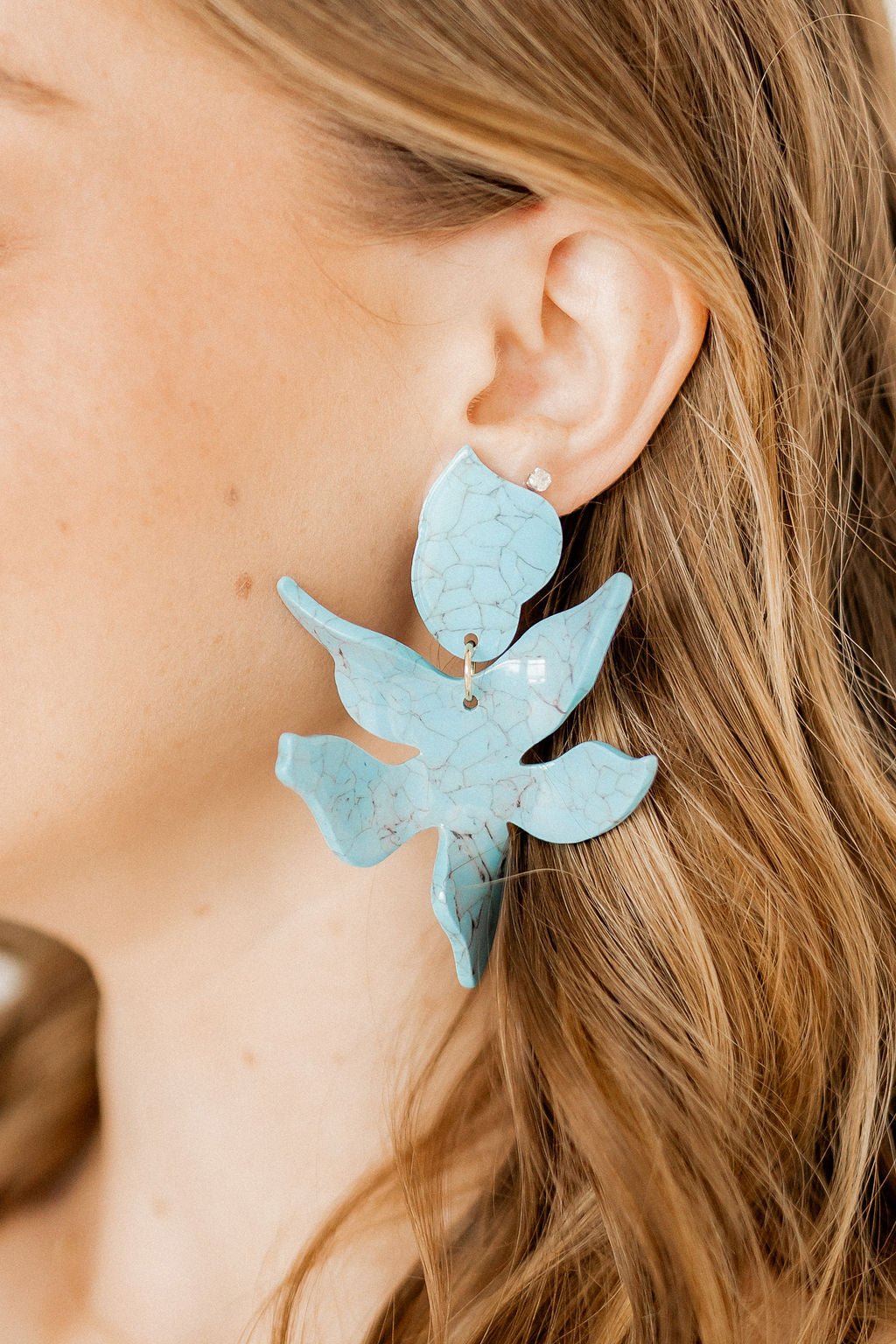 Flora Statement Earrings - Turquoise - LINNY CO WholesaleAcetate