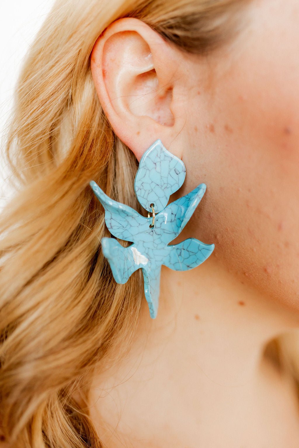 Flora Statement Earrings - Turquoise - LINNY CO WholesaleAcetate