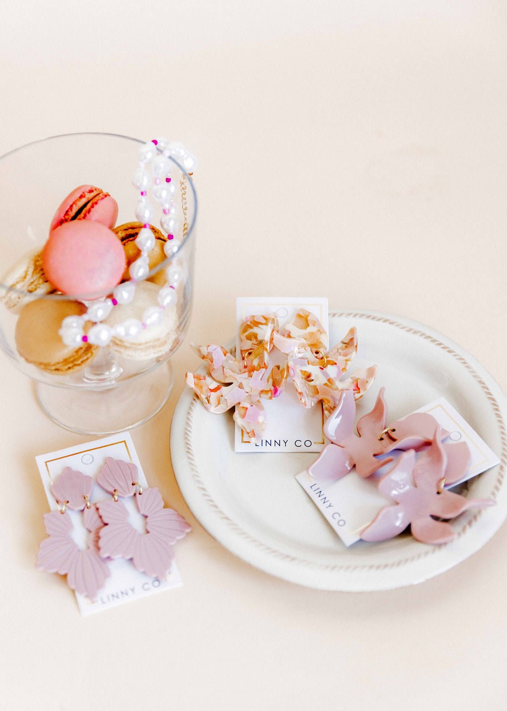 Flora Statement Earrings - Vintage Rose - LINNY CO WholesaleAcetate