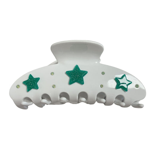 Hair Clip - Haley White Green - LINNY CO WholesaleHair Accessories