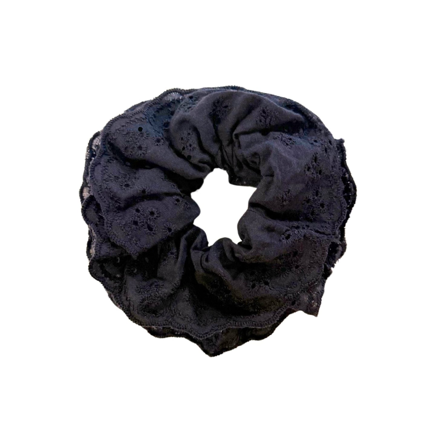 Hair Scrunchie Greer - Eyelet Black - LINNY CO WholesaleHair Accessories