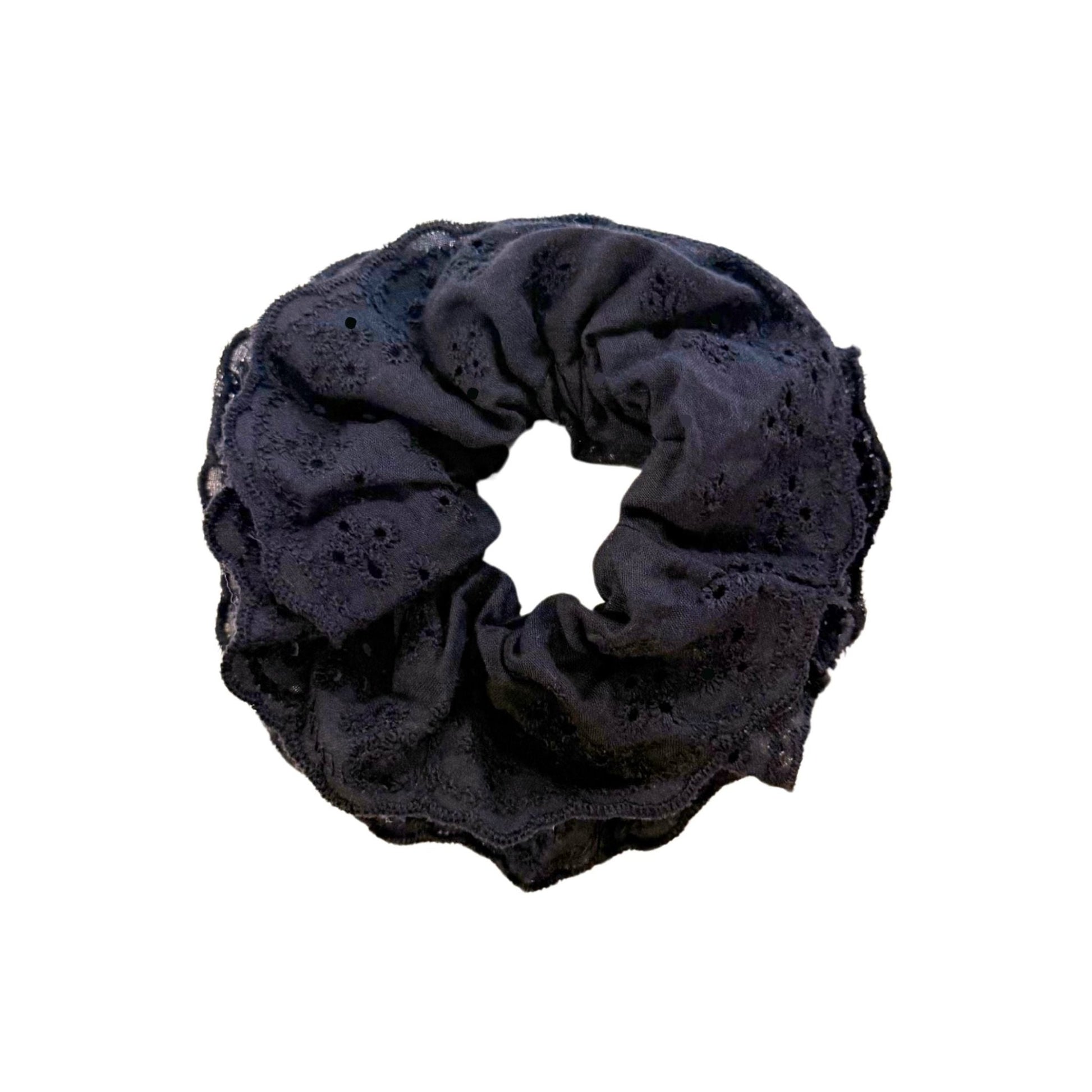 Hair Scrunchie Greer - Eyelet Black - LINNY CO WholesaleHair Accessories