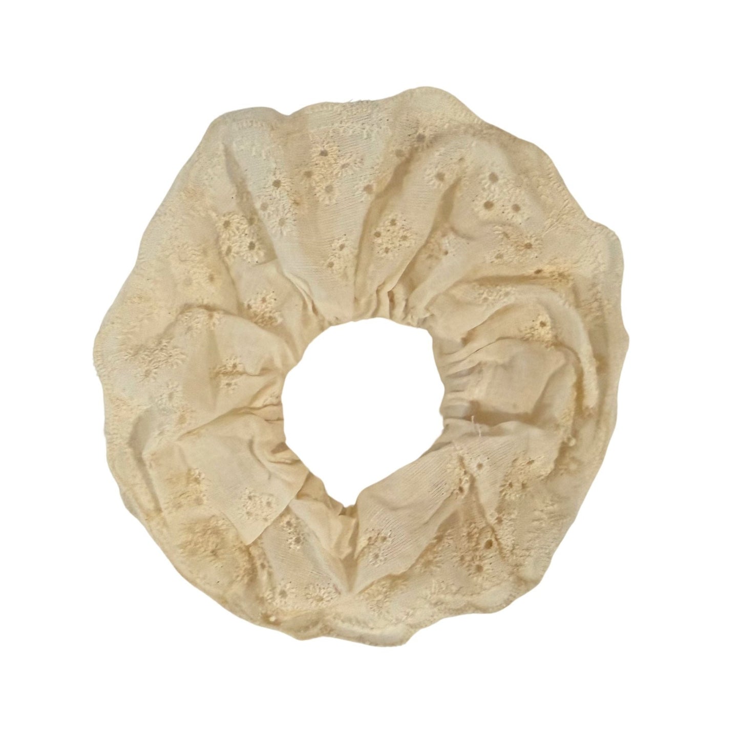 Hair Scrunchie Greer - Eyelet White - LINNY CO WholesaleHair Accessories