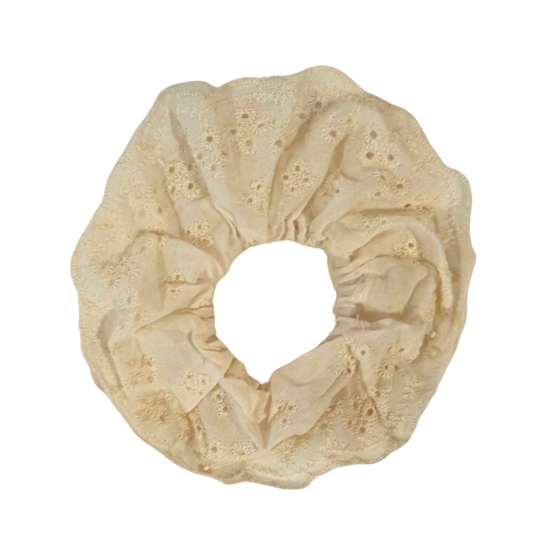 Hair Scrunchie Greer - Eyelet White - LINNY CO WholesaleHair Accessories