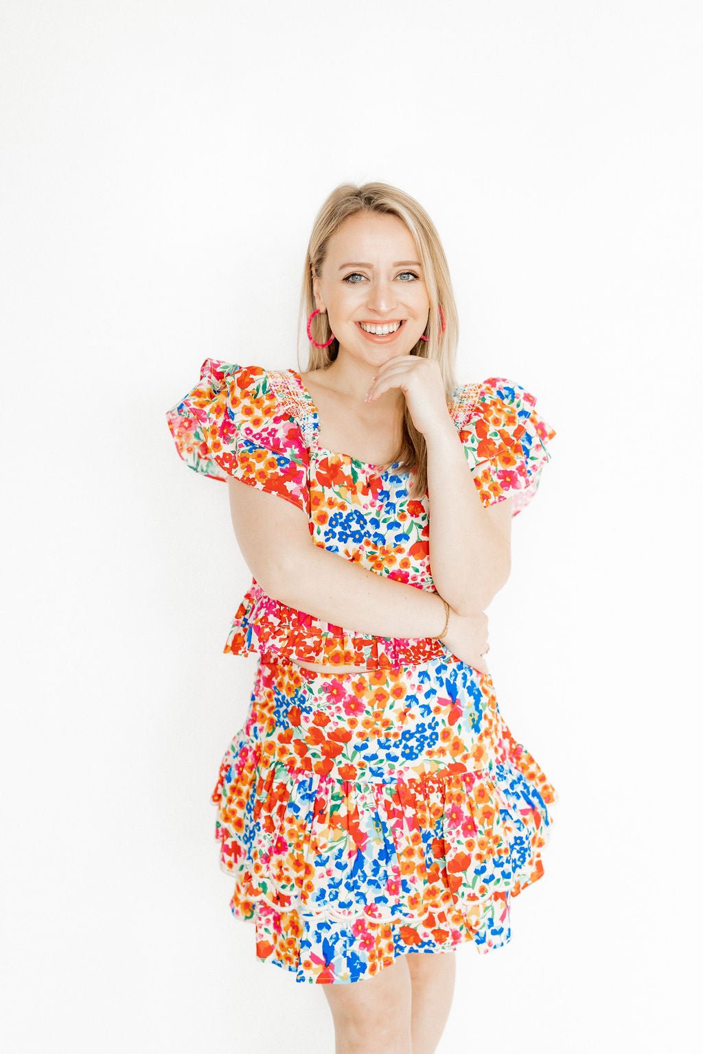 Holly Medium Hoop Earrings - Pink Party Punch - LINNY CO WholesaleAcetate