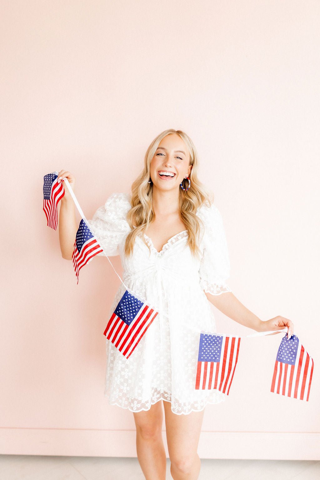 Holly Medium Hoop Earrings - Red, White and Blue - LINNY CO WholesaleAcetate