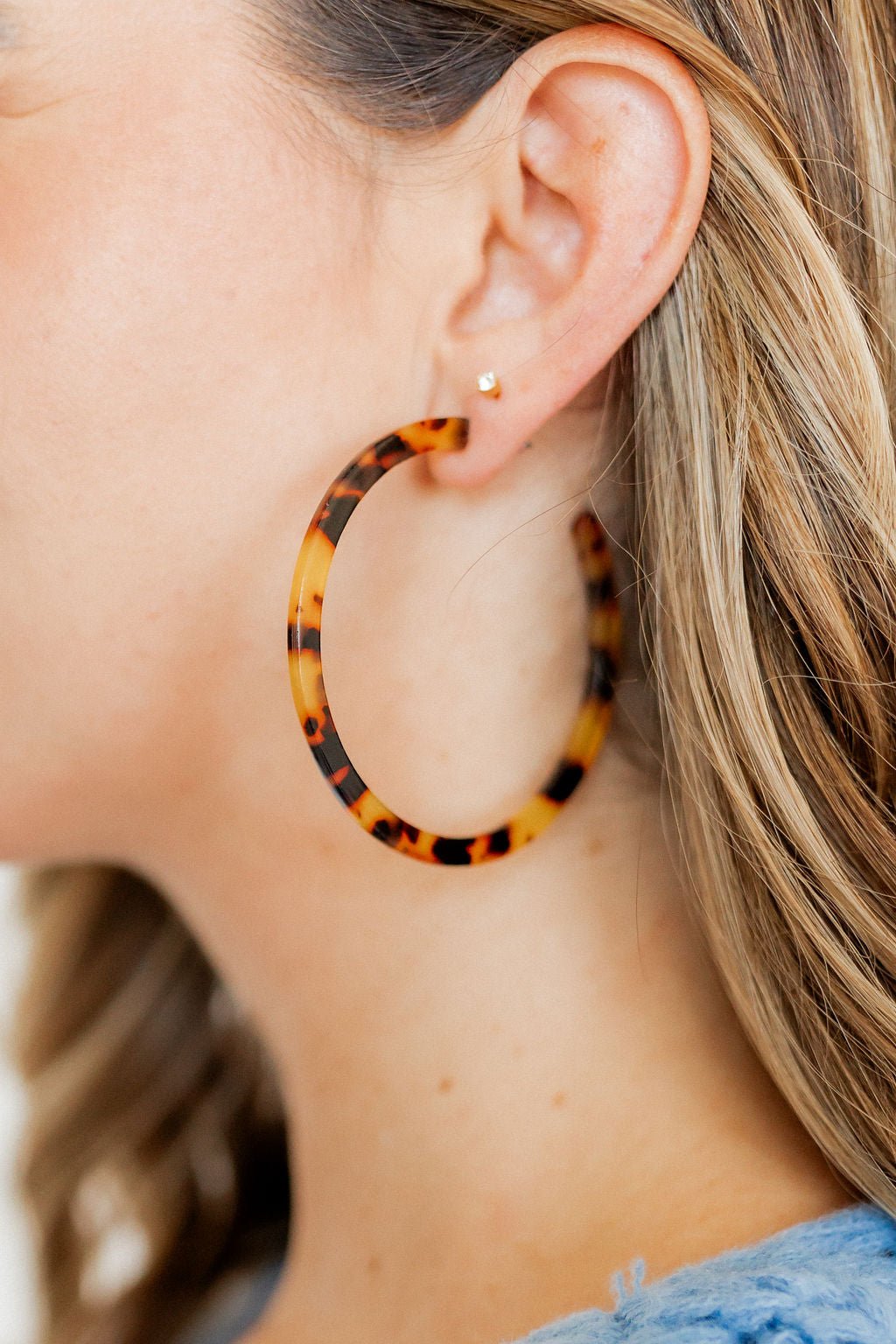 Holly Mega Hoop Earrings - Brown Tortoise - LINNY CO WholesaleAcetate