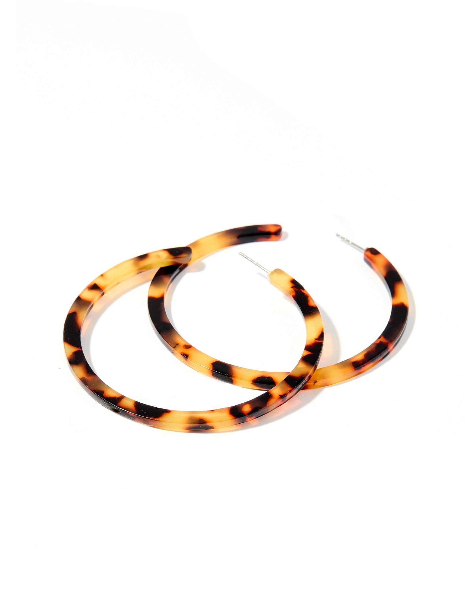 Holly Mega Hoop Earrings - Brown Tortoise - LINNY CO WholesaleAcetate