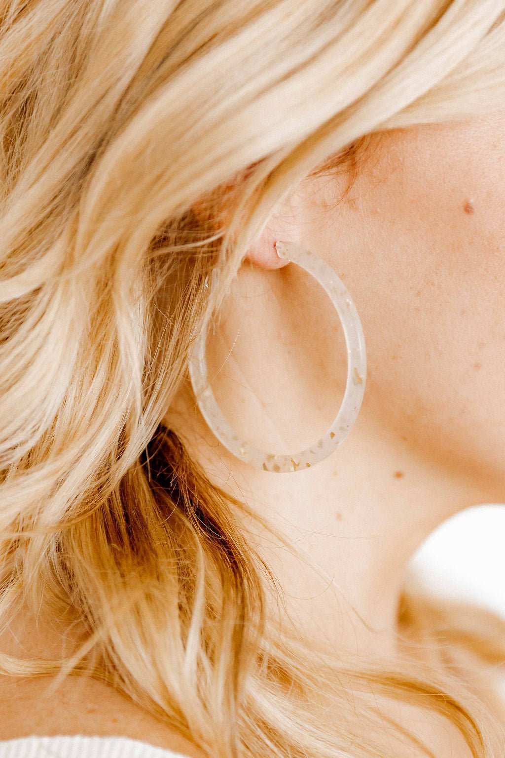 Holly Mega Hoop Earrings - Gold Confetti - LINNY CO WholesaleAcetate