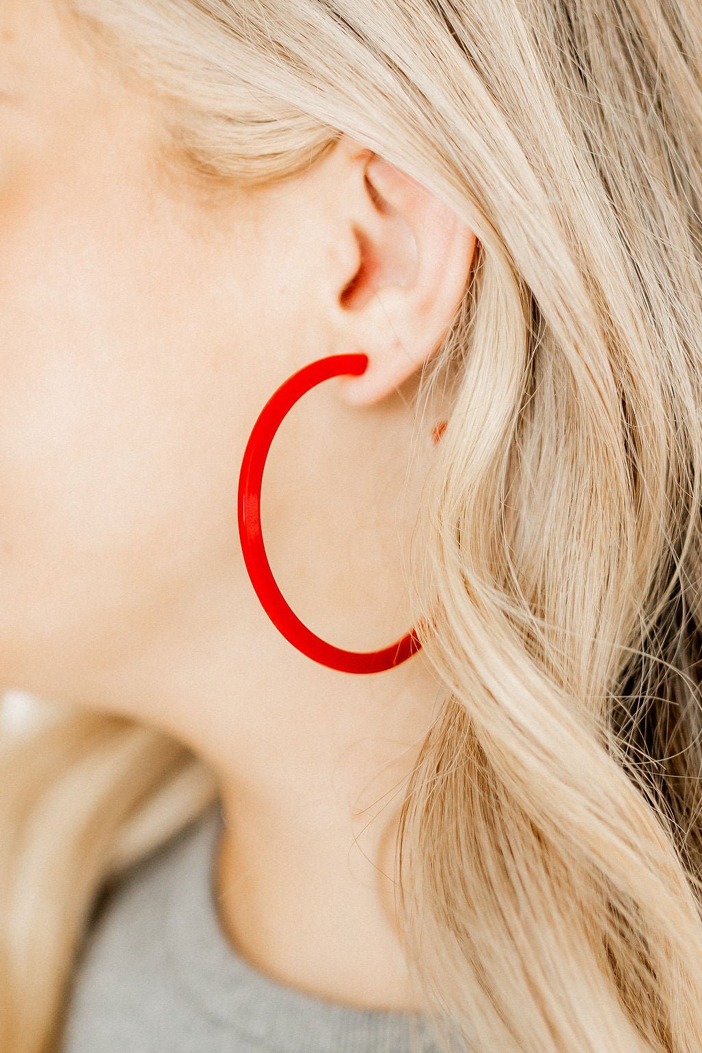 Holly Mega Hoop Earrings - True Red - LINNY CO WholesaleAcetate