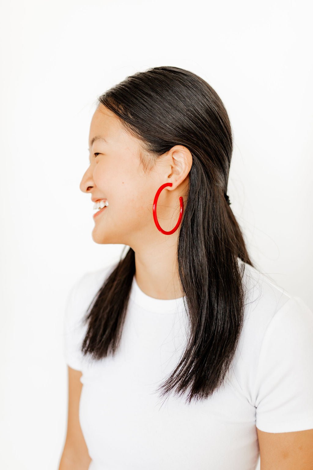 Holly Mega Hoop Earrings - True Red - LINNY CO WholesaleAcetate