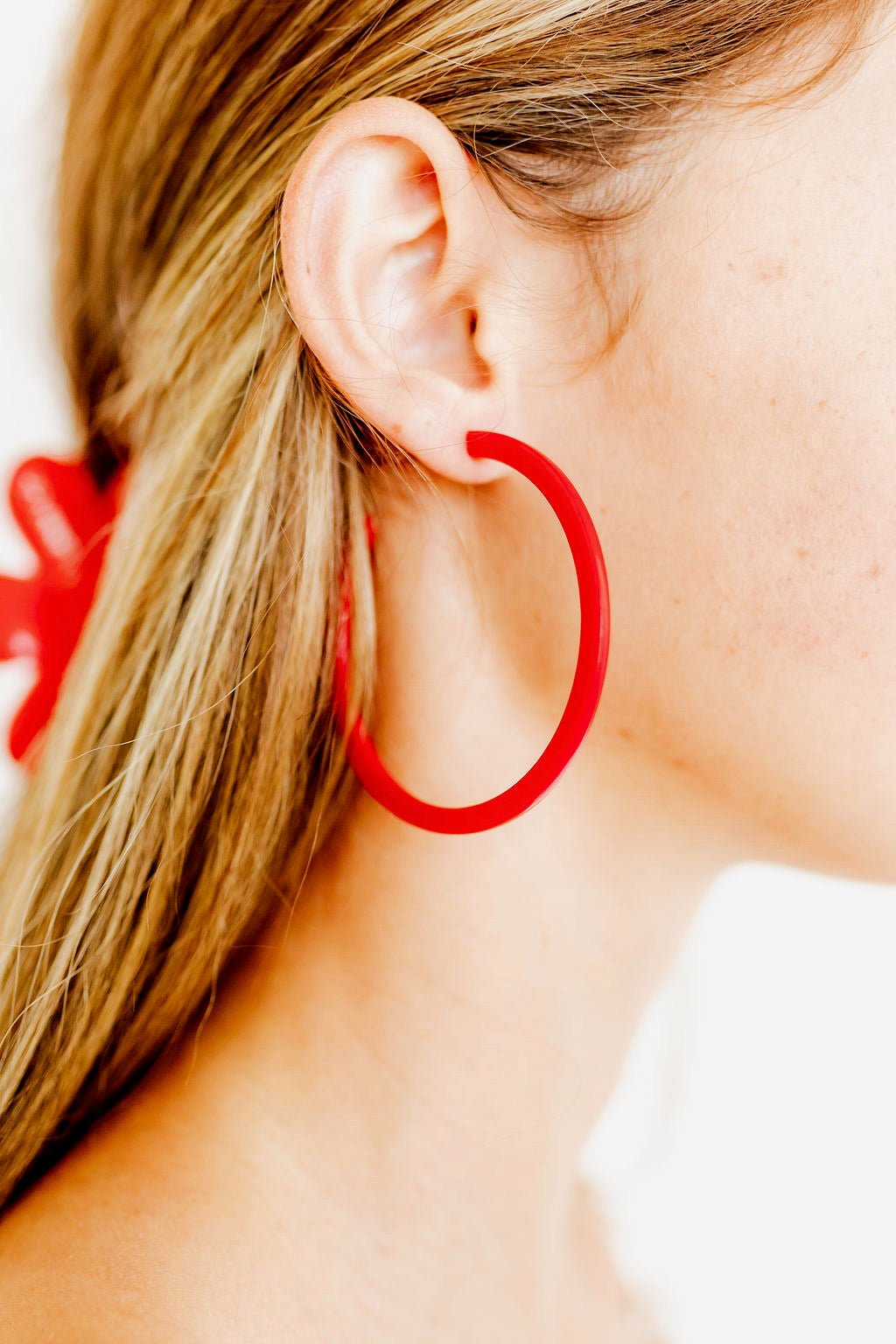 Holly Mega Hoop Earrings - True Red - LINNY CO WholesaleAcetate