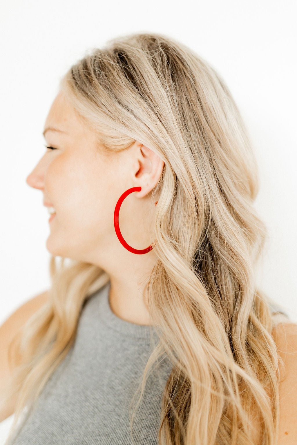 Holly Mega Hoop Earrings - True Red - LINNY CO WholesaleAcetate