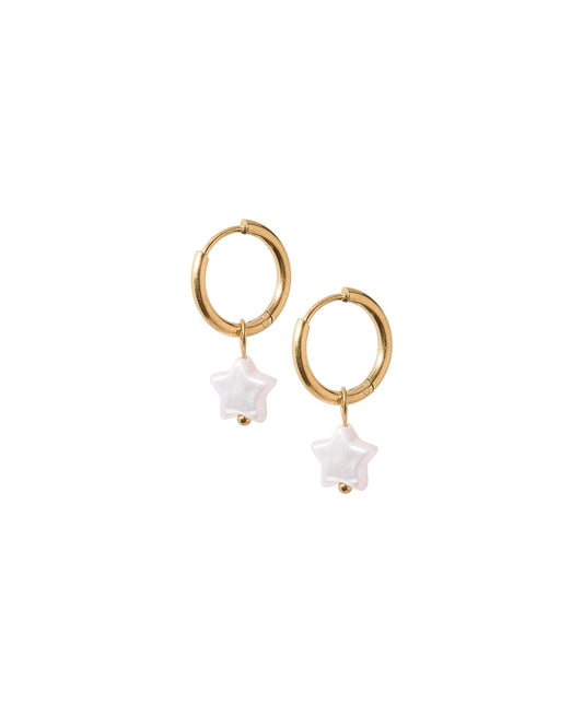 Huggie Charm Earrings - Aster Star Pearl - LINNY CO WholesaleStuds