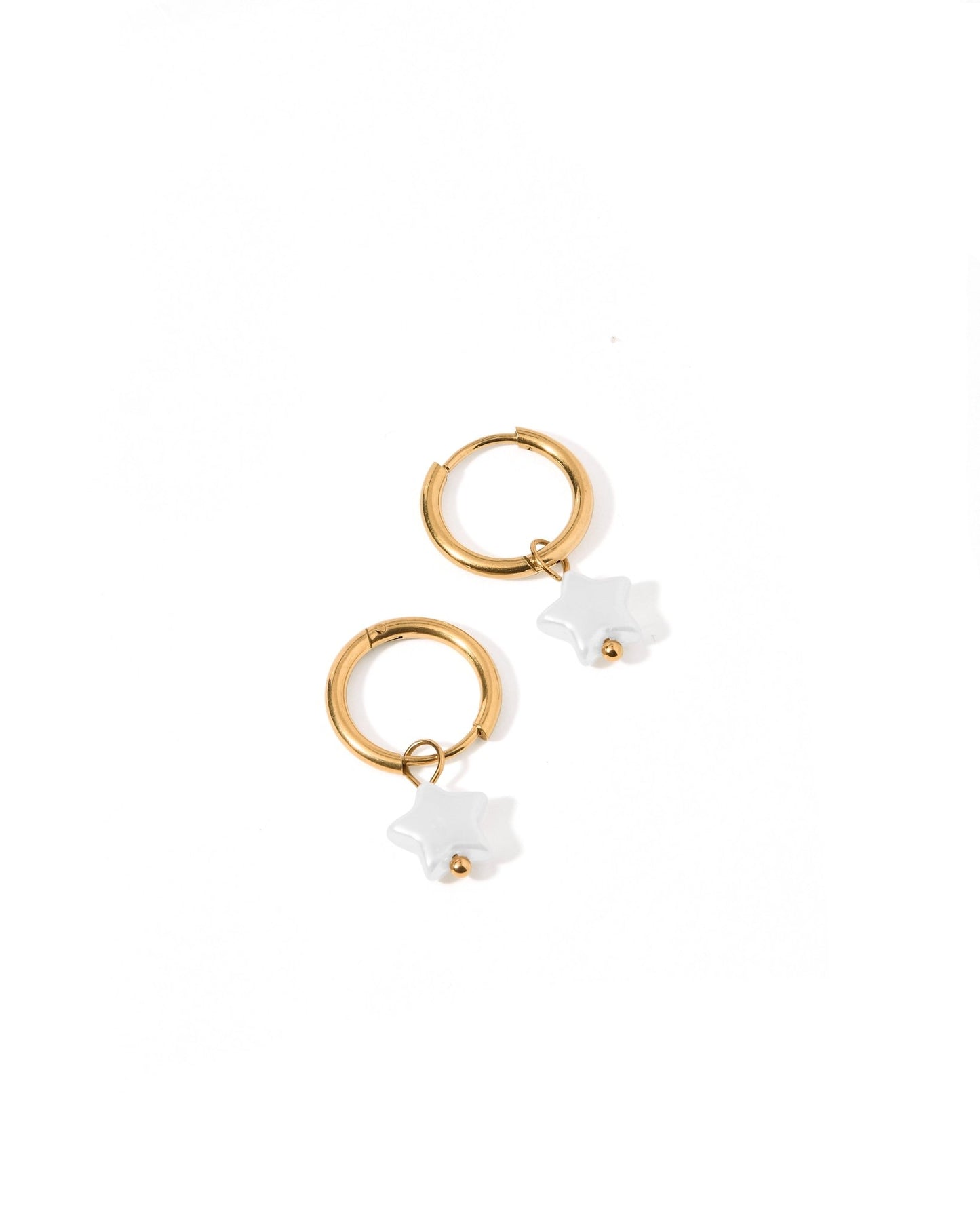 Huggie Charm Earrings - Aster Star Pearl - LINNY CO WholesaleStuds