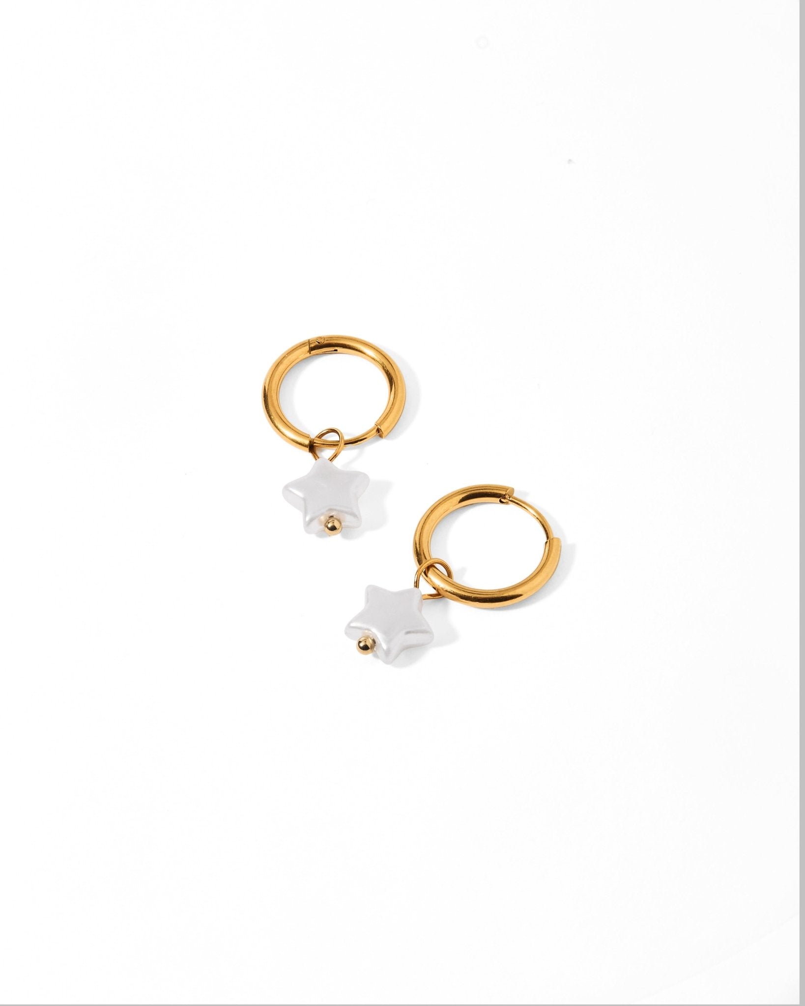 Huggie Charm Earrings - Aster Star Pearl - LINNY CO WholesaleStuds