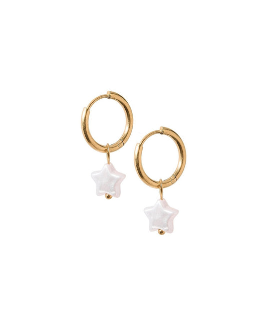 Huggie Charm Earrings - Aster Star Pearl - LINNY CO WholesaleStuds