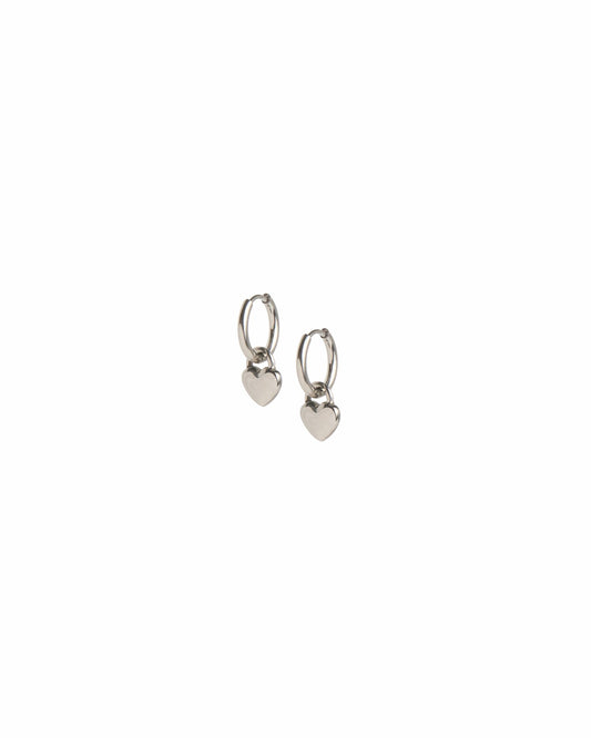 Huggie Charm Earrings - Dakota Heart Silver - LINNY CO Wholesale