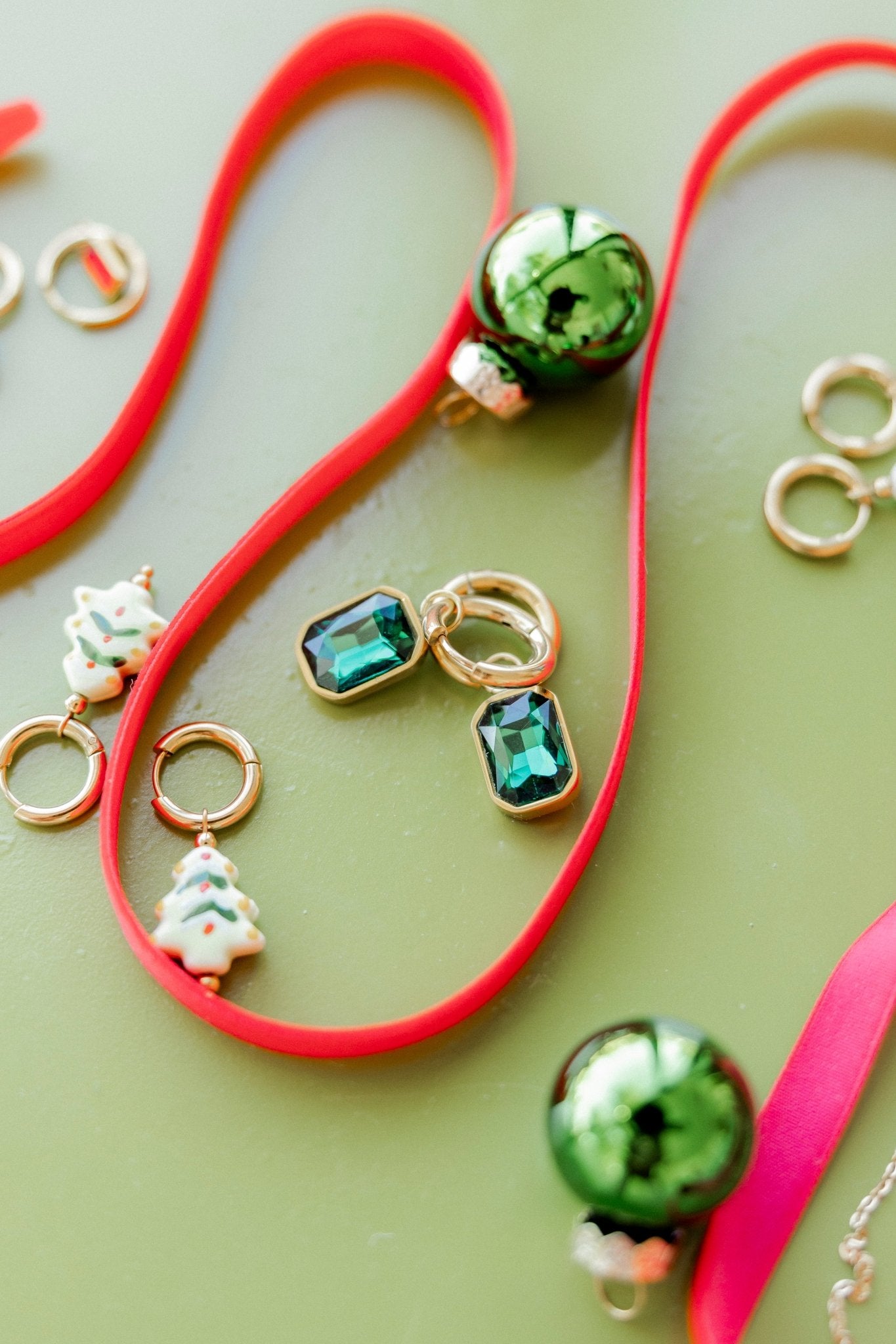 Huggie Charm Earrings - Diana Green - LINNY CO Wholesale