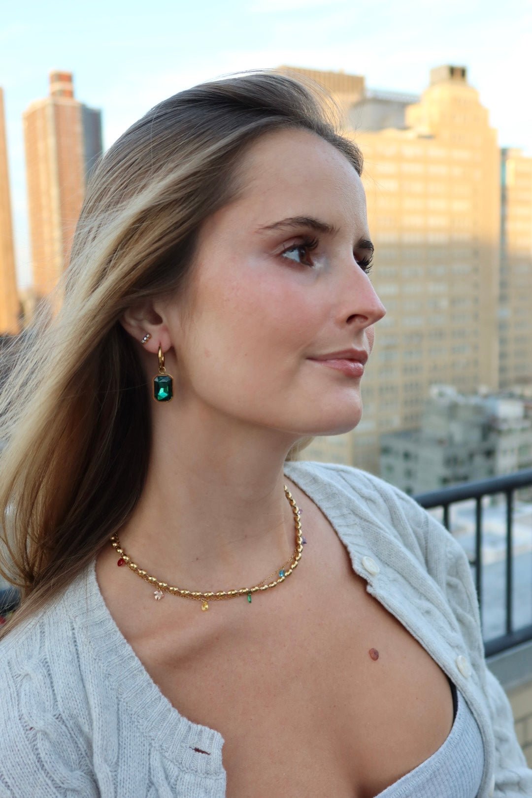 Huggie Charm Earrings - Diana Green - LINNY CO Wholesale