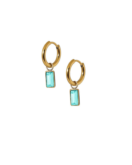 Huggie Charm Earrings - Edith Blue Gold - LINNY CO Wholesale