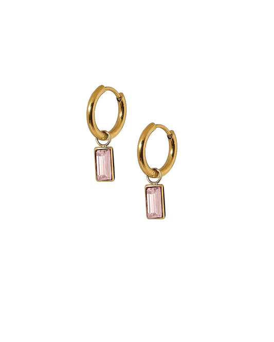 Huggie Charm Earrings - Edith Pink Gold