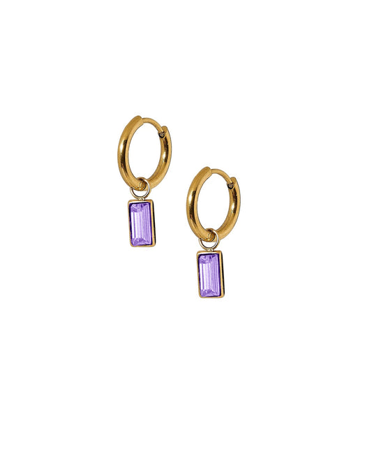 Huggie Charm Earrings - Edith Lavender Gold