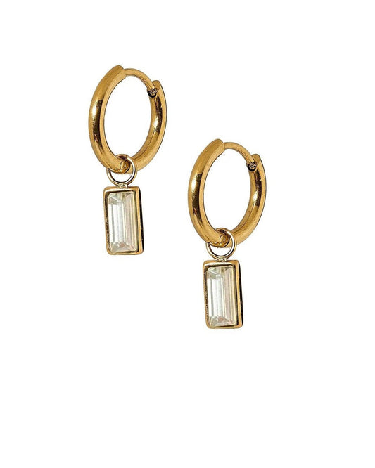 Huggie Charm Earrings - Edith Clear Gold - LINNY CO Wholesale