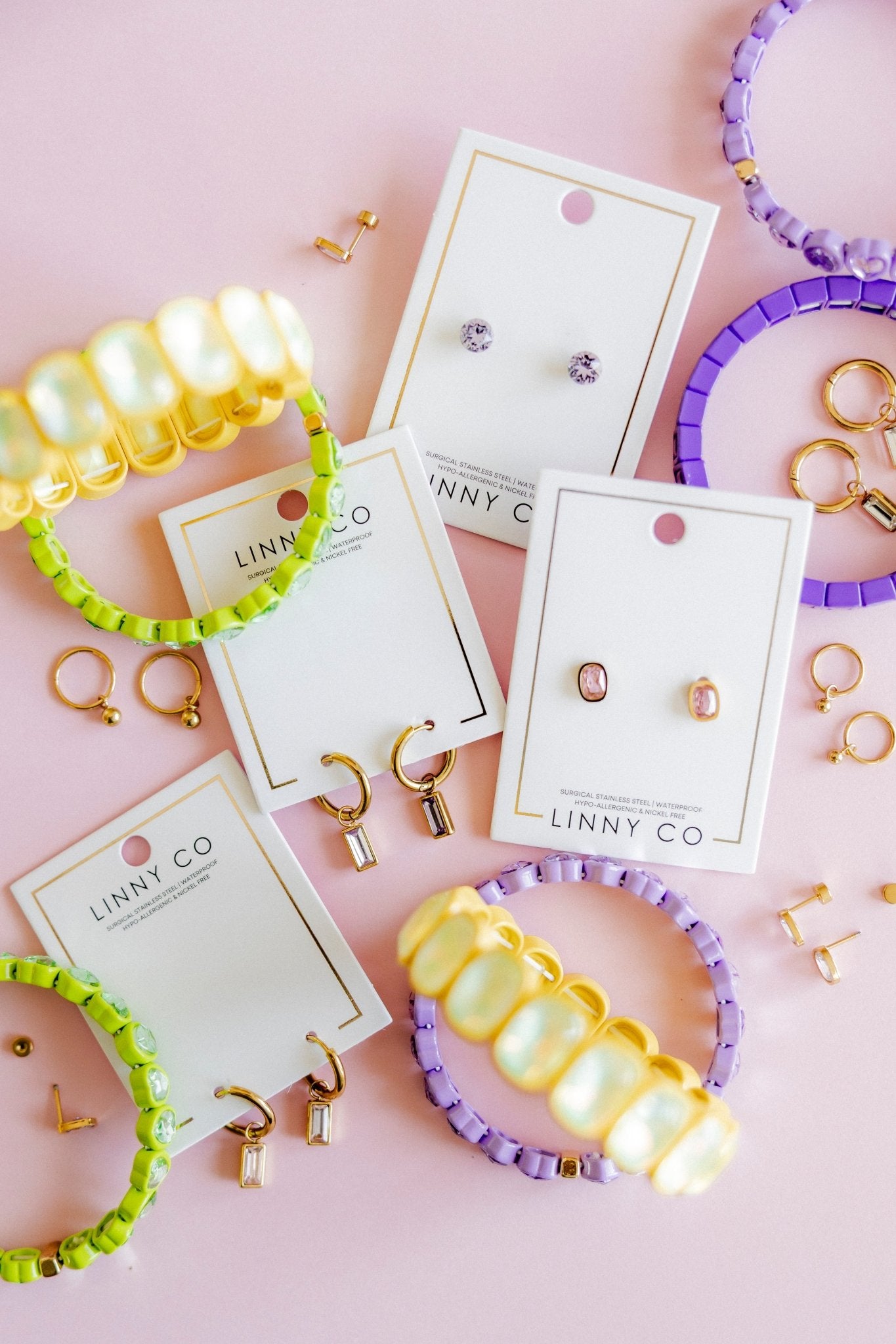 Huggie Charm Earrings - Edith Clear Gold - LINNY CO Wholesale