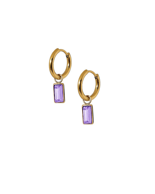 Huggie Charm Earrings - Edith Lavender Gold - LINNY CO Wholesale
