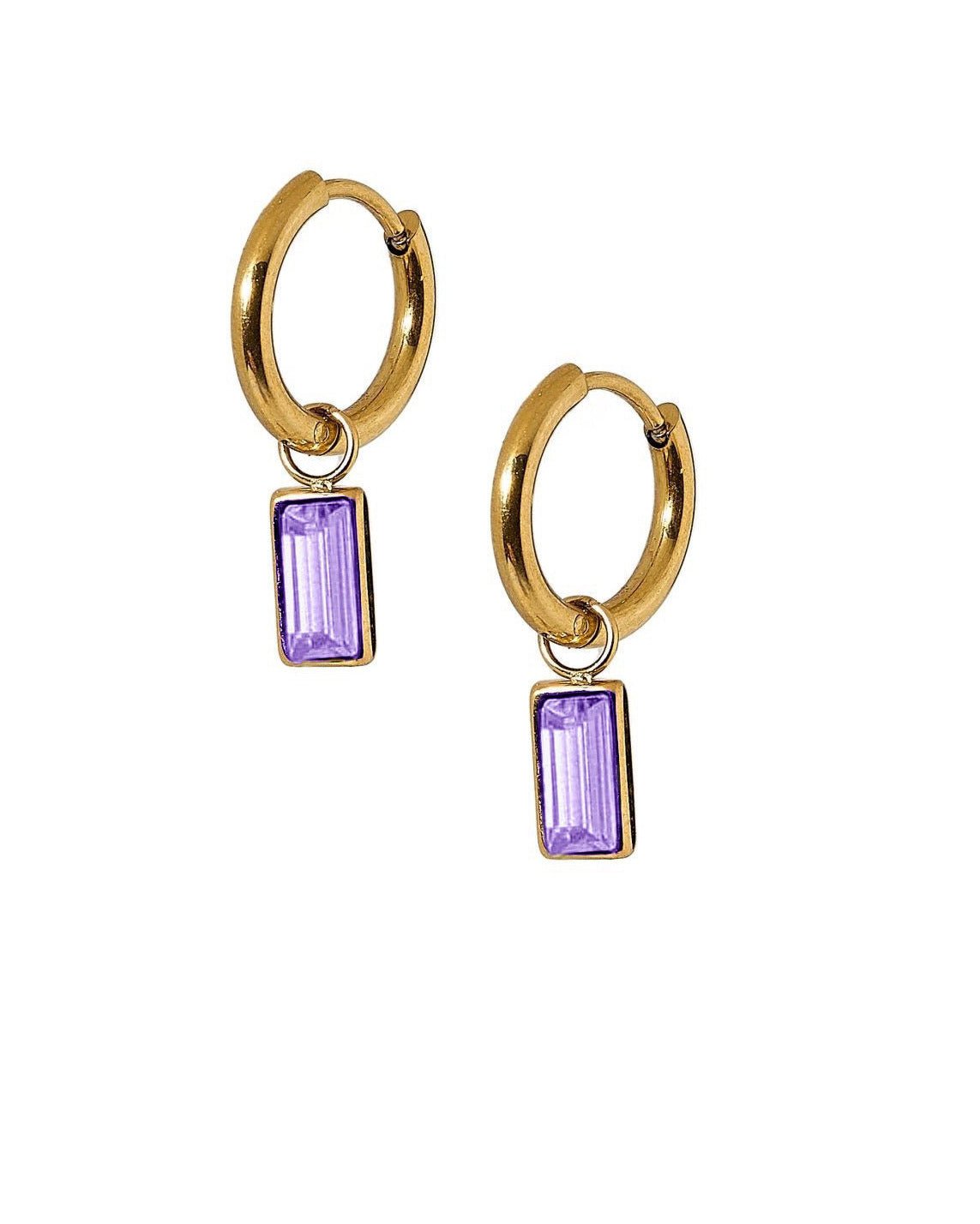 Huggie Charm Earrings - Edith Lavender Gold - LINNY CO Wholesale