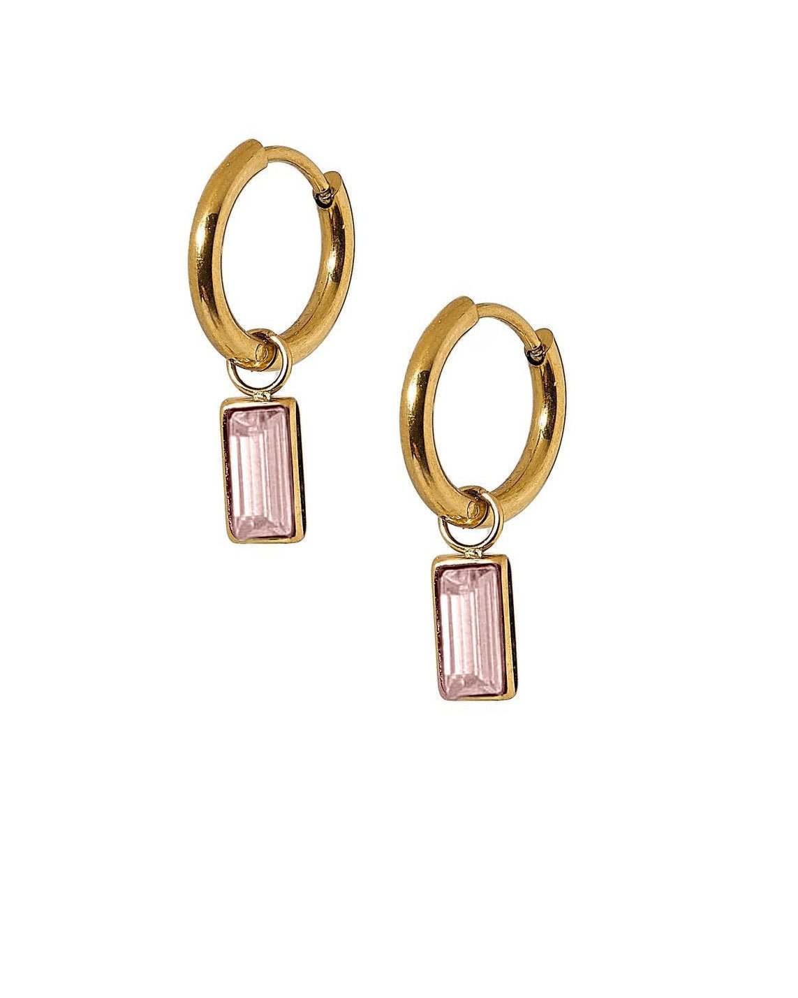 Huggie Charm Earrings - Edith Pink Gold - LINNY CO Wholesale