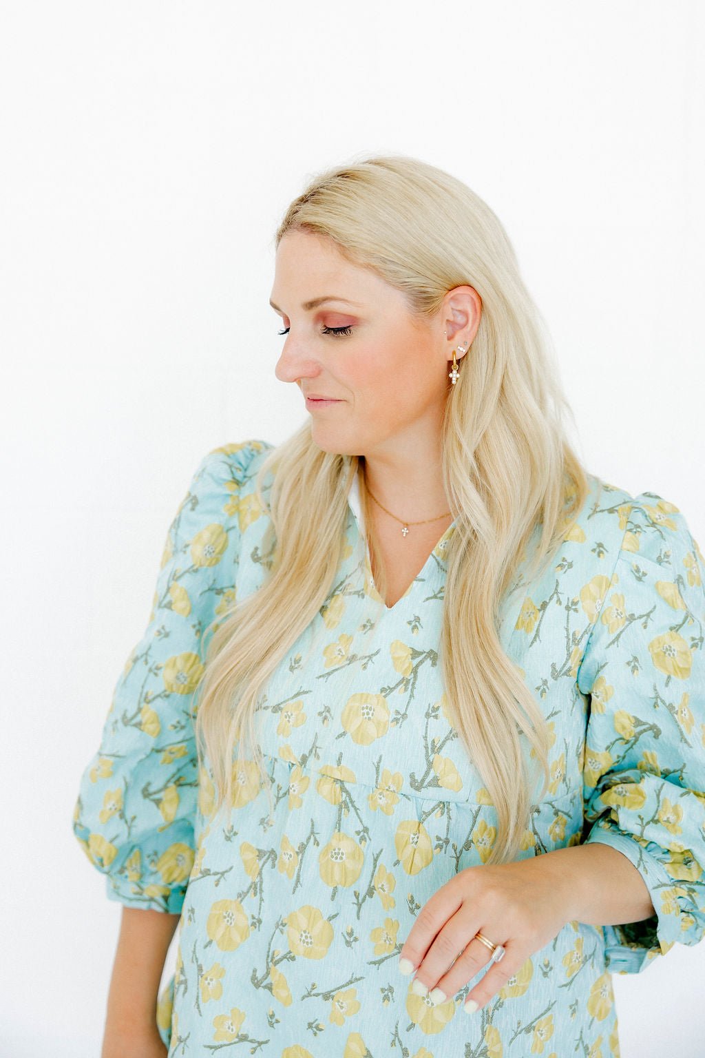 Huggie Charm Earrings - Esther Cross Clear - LINNY CO WholesaleMetals